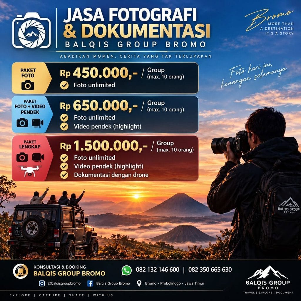 Jasa Dokumentasi Bromo - Sewa Fotografer Sunrise & Jeep Gunung Bromo 2 Dokumentasi dan Fotografer Balqis Bromo